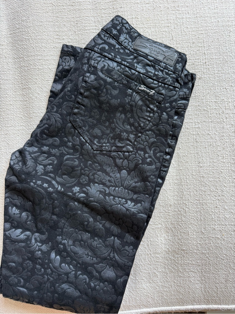 7 Brand Damask Black Skinny Jeans